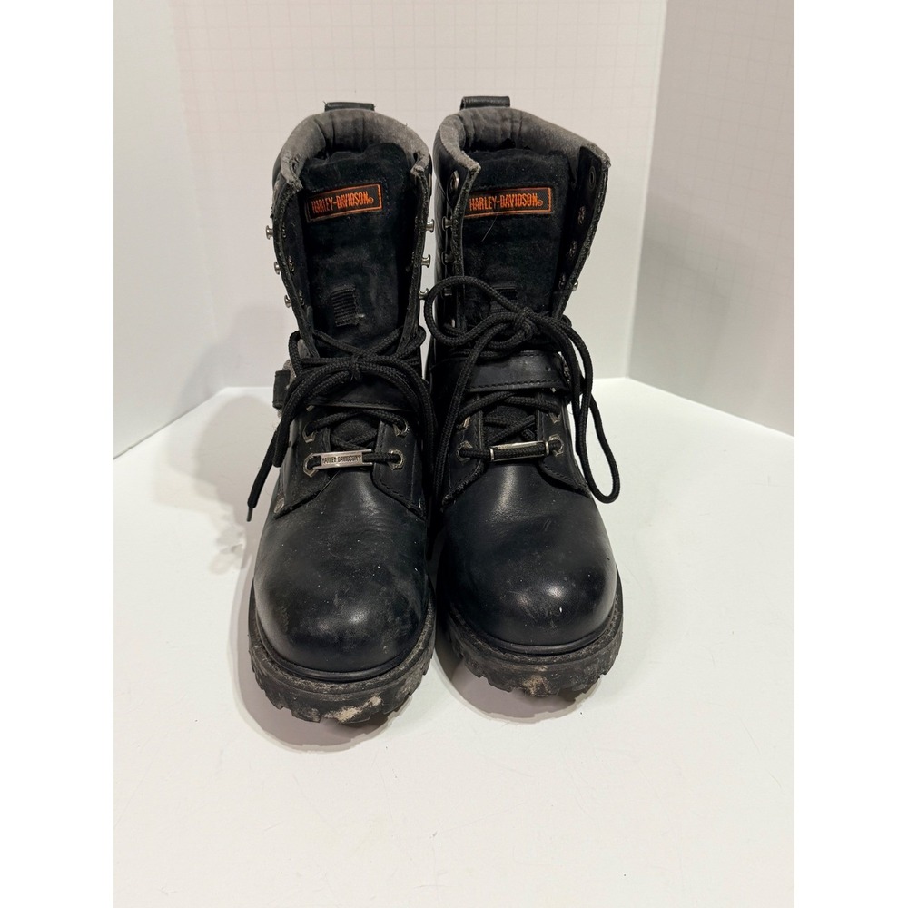 Harley-Davidson Mens Black Leather Lace Up Motorcycle Boots 81003 Size 10 - Picture 6 of 9